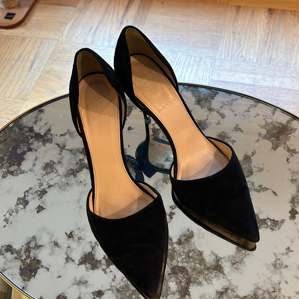 Jcrew black suede d’orsay style pumps size 9